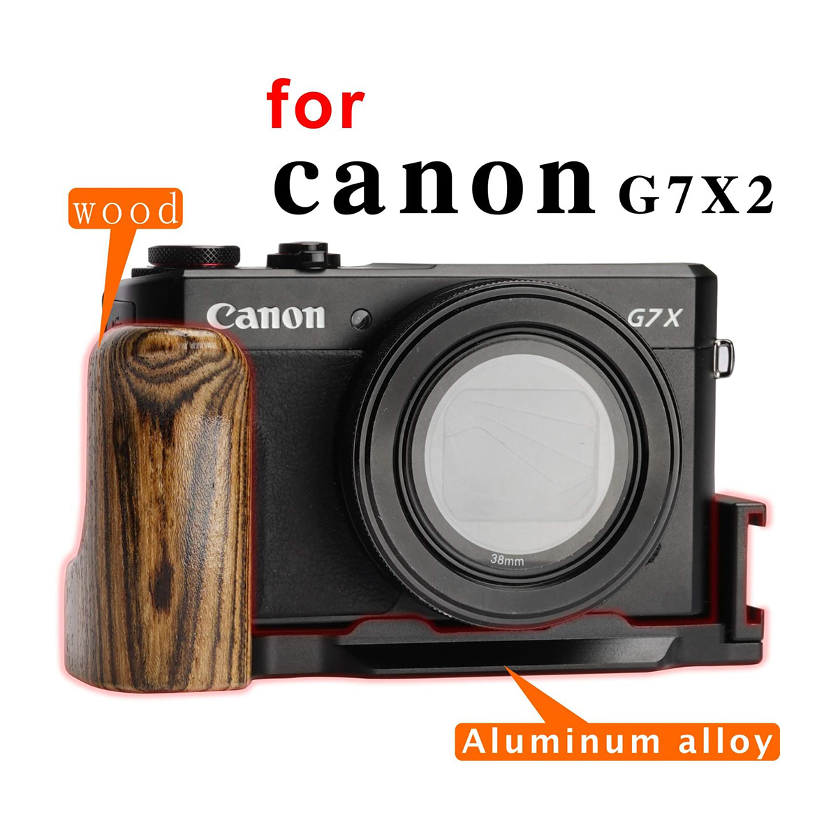 Canon PowerShot G7XMarkII Cameras Handgrip Expansion Grip with Quick Release Plate for Arca Release clip, Lightweight Handle