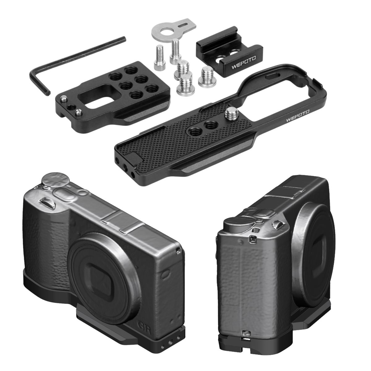 WEPOTO GRIV Handgrip Expansion Grip with Quick Release Plate for Arca Release Clip, Lightweight Handle,Compatible with Ricoh GRIV Cameras