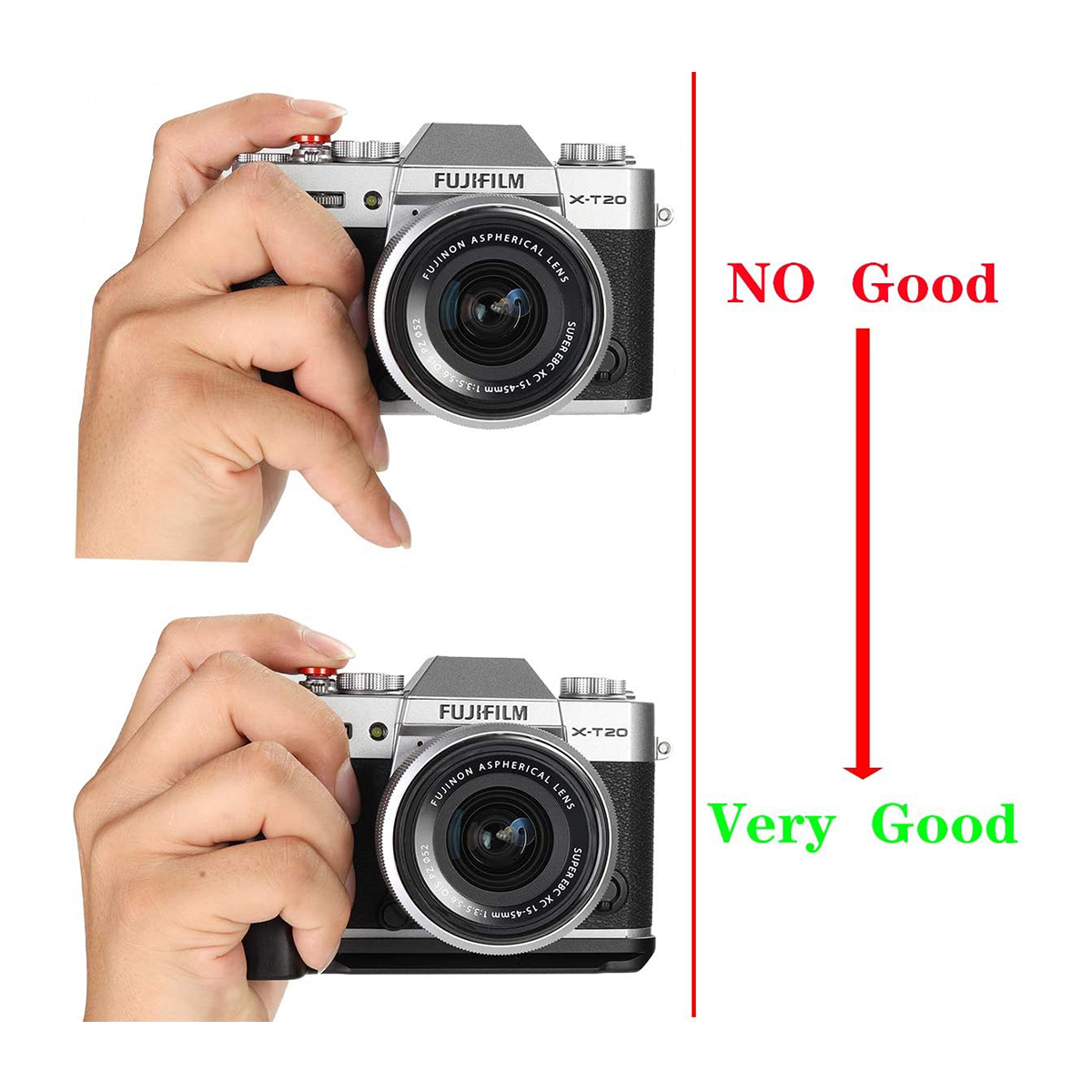 Fujifilm X-T30 X-T20 X-T10 Cameras Handgrip Expansion Grip with Quick Release Plate for Arca Release clip, Lightweight Handle