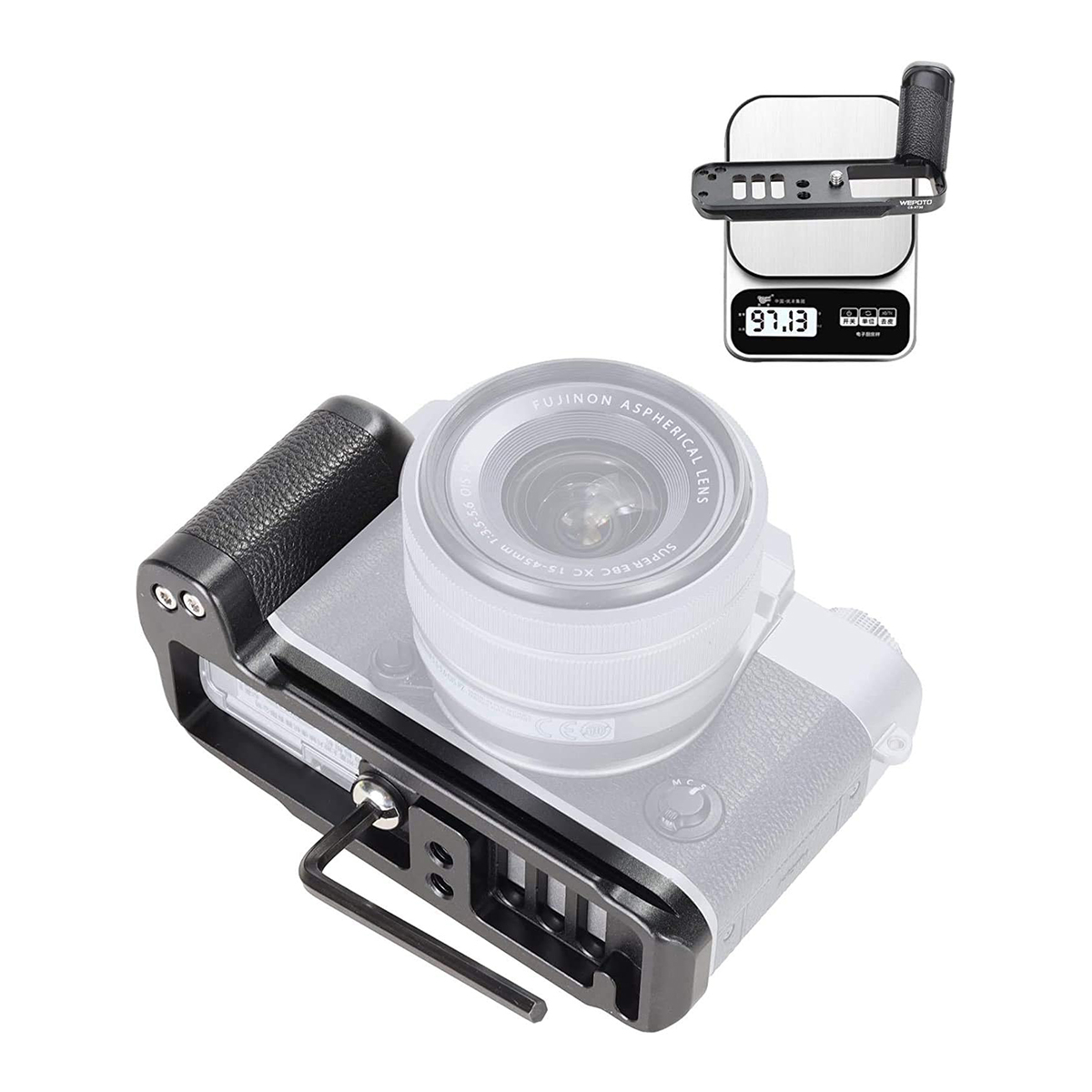 Fujifilm X-T30 X-T20 X-T10 Cameras Handgrip Expansion Grip with Quick Release Plate for Arca Release clip, Lightweight Handle