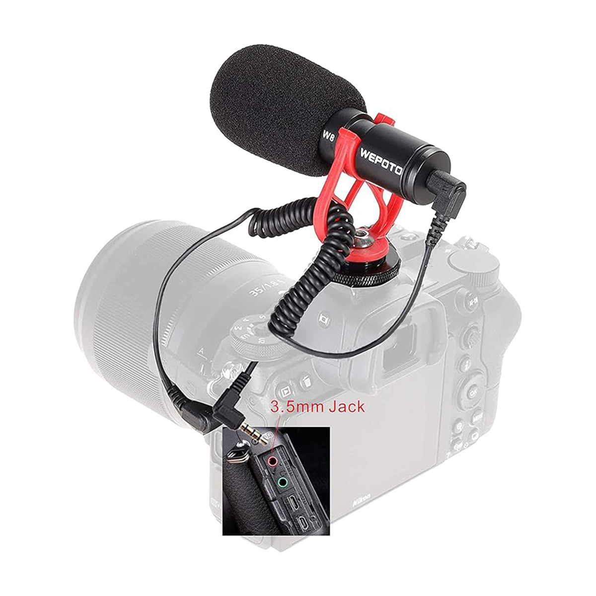 Universal Video Microphone,Compatible with iPhone Android 3.5mm Interface Smartphones, 3.5mm Interface Canon EOS/Nikon DSLR/Sony/Cameras