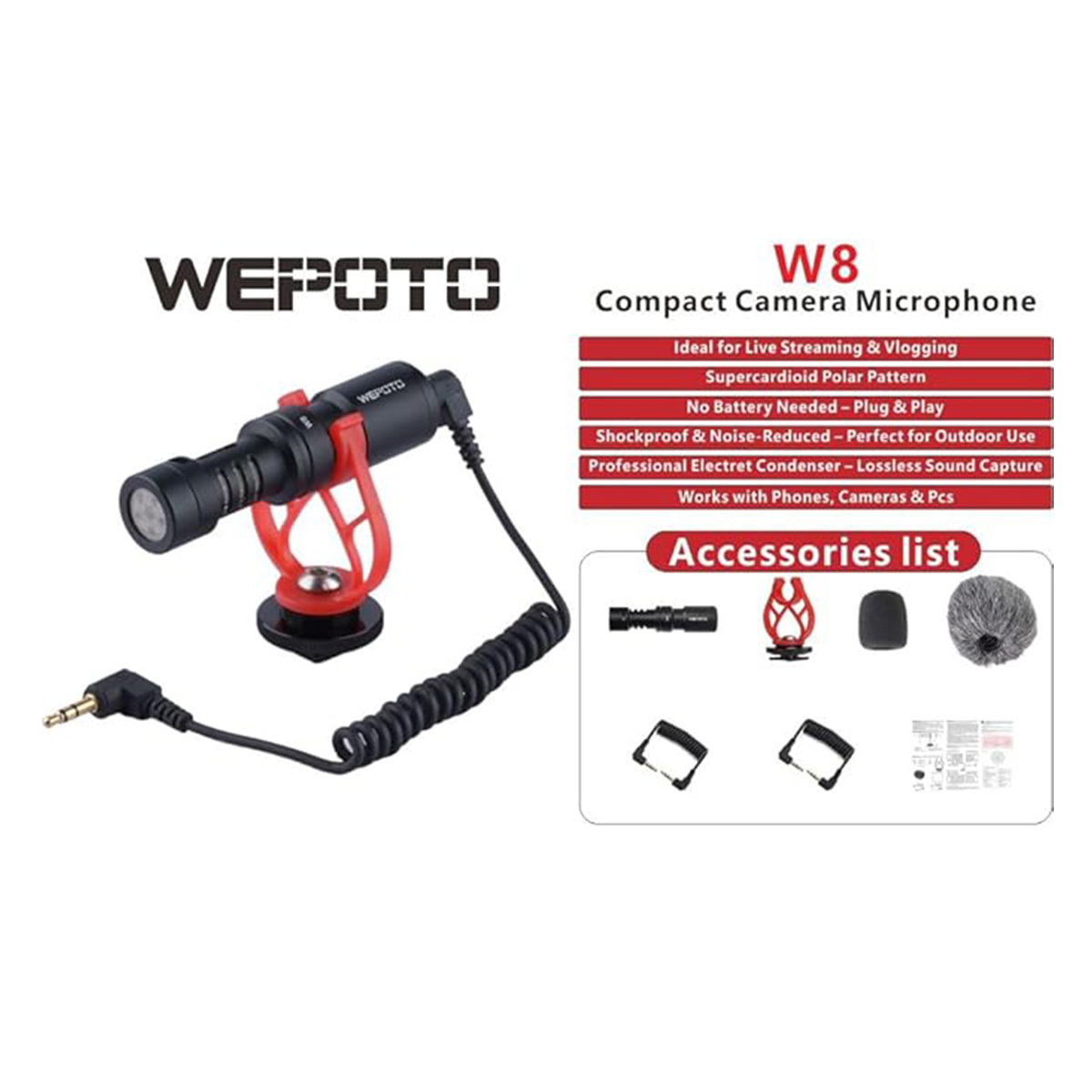 Universal Video Microphone,Compatible with iPhone Android 3.5mm Interface Smartphones, 3.5mm Interface Canon EOS/Nikon DSLR/Sony/Cameras