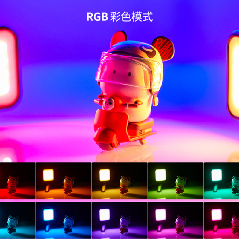Three-color RGB fill light mobile phone selfie live video photography camera DSLR camera lighting food led atmosphere chargable lithium battery