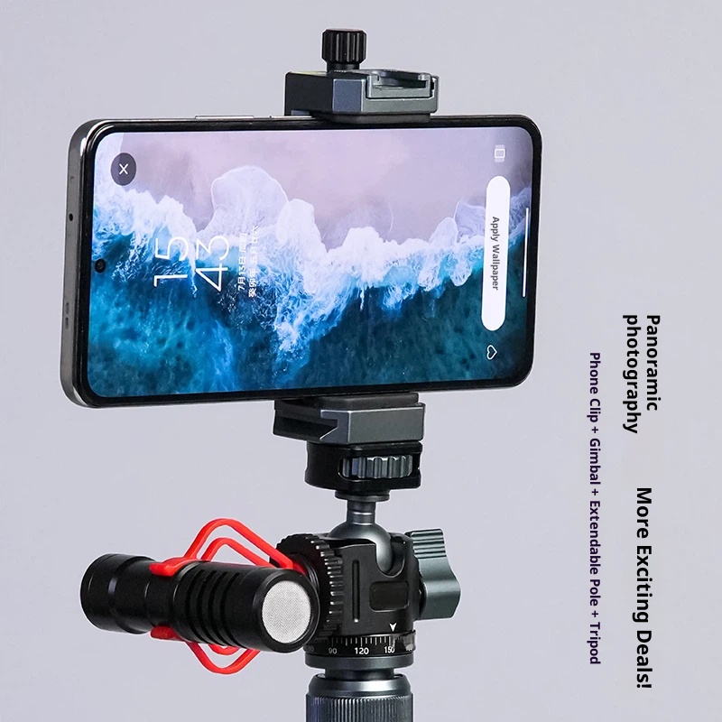 Metal universal revolving cloud platform 360 panoramic tripod mobile phone bracket live shooting video shadow damping camera fixed expansion fill light base accessories