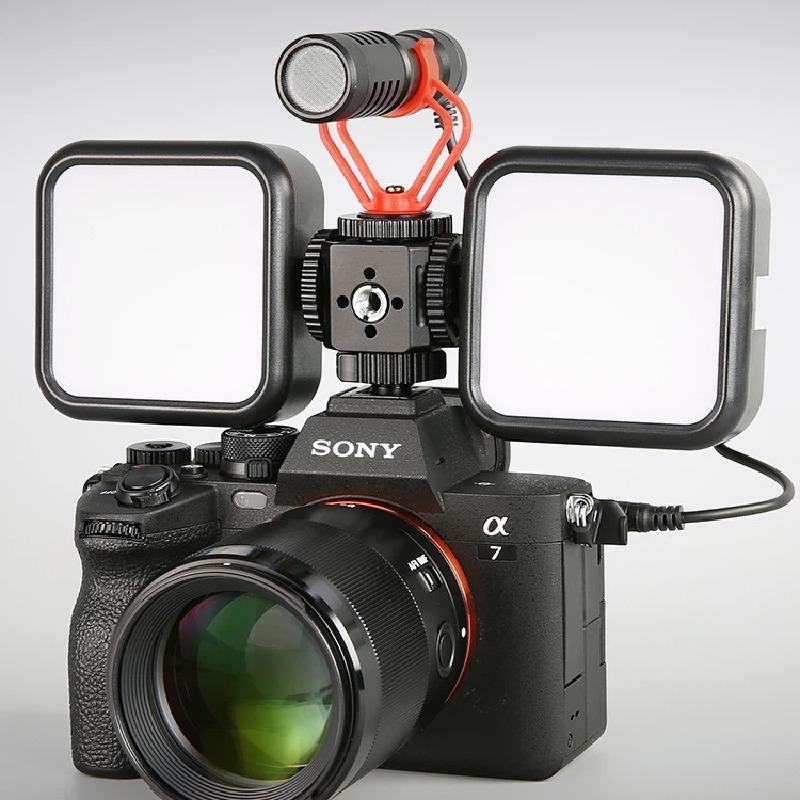 Three-head hot shoe stand interchangeable lens digital camera photography accessories metal expansion PTZ base external fill light microphone aluminum alloy cold shoe mini monitor stand