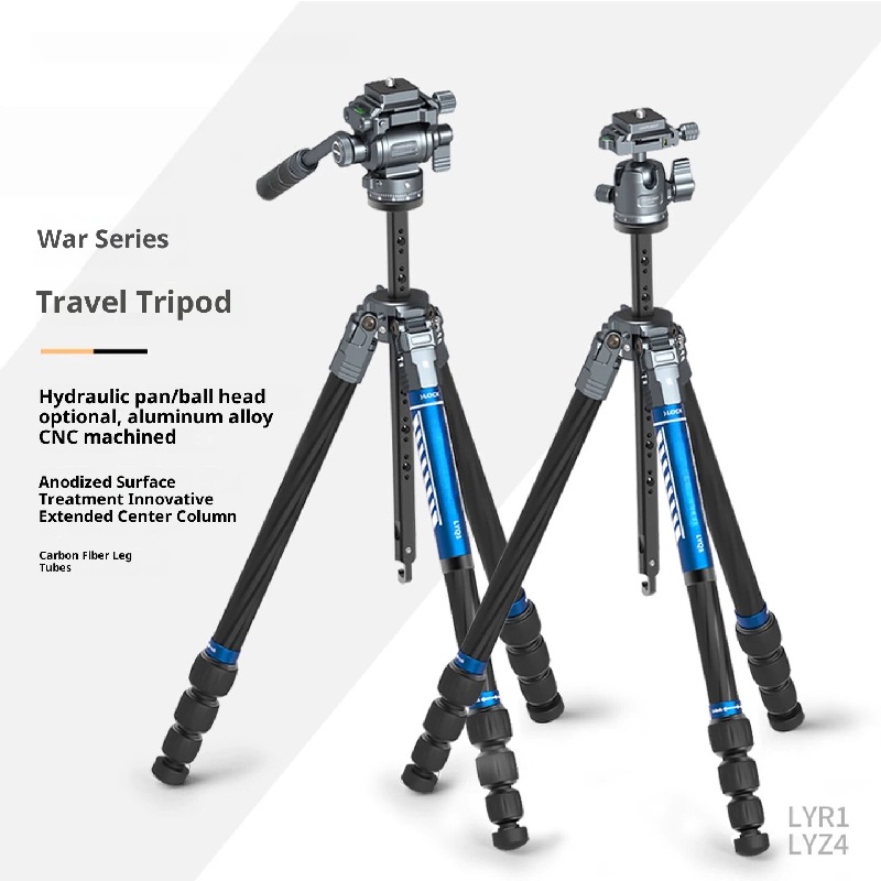 Battle series carbon fiber SLR camera photography camera tripod hydraulic ball head extended central axis compact portable stand