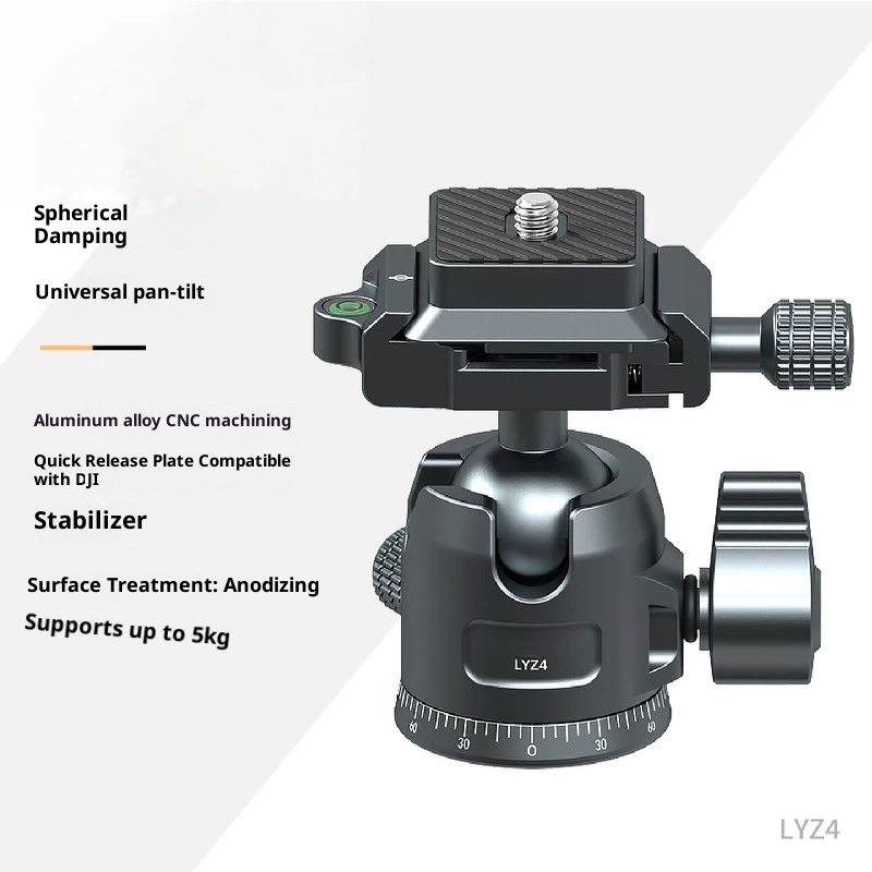 Aluminum Alloy Metal universal revolving cloud platform 360 panoramic base tripod mobile phone camera bracket live shooting video damping camera fixed expansion accessories