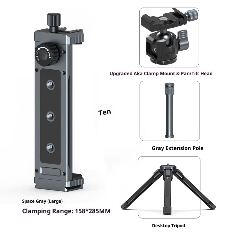 Metal tablet stand for iPad stand desktop stand mobile live streaming camera tripod PTZ accessories fixed clip adapter support frame