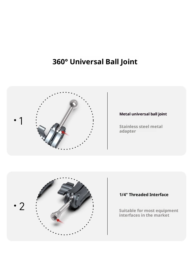 Lai metal aluminum alloy Universal magic arm vise grips extension bracket tripod stand for live streaming fill light microphone hand Desktop 360-degree rotating pea monitor