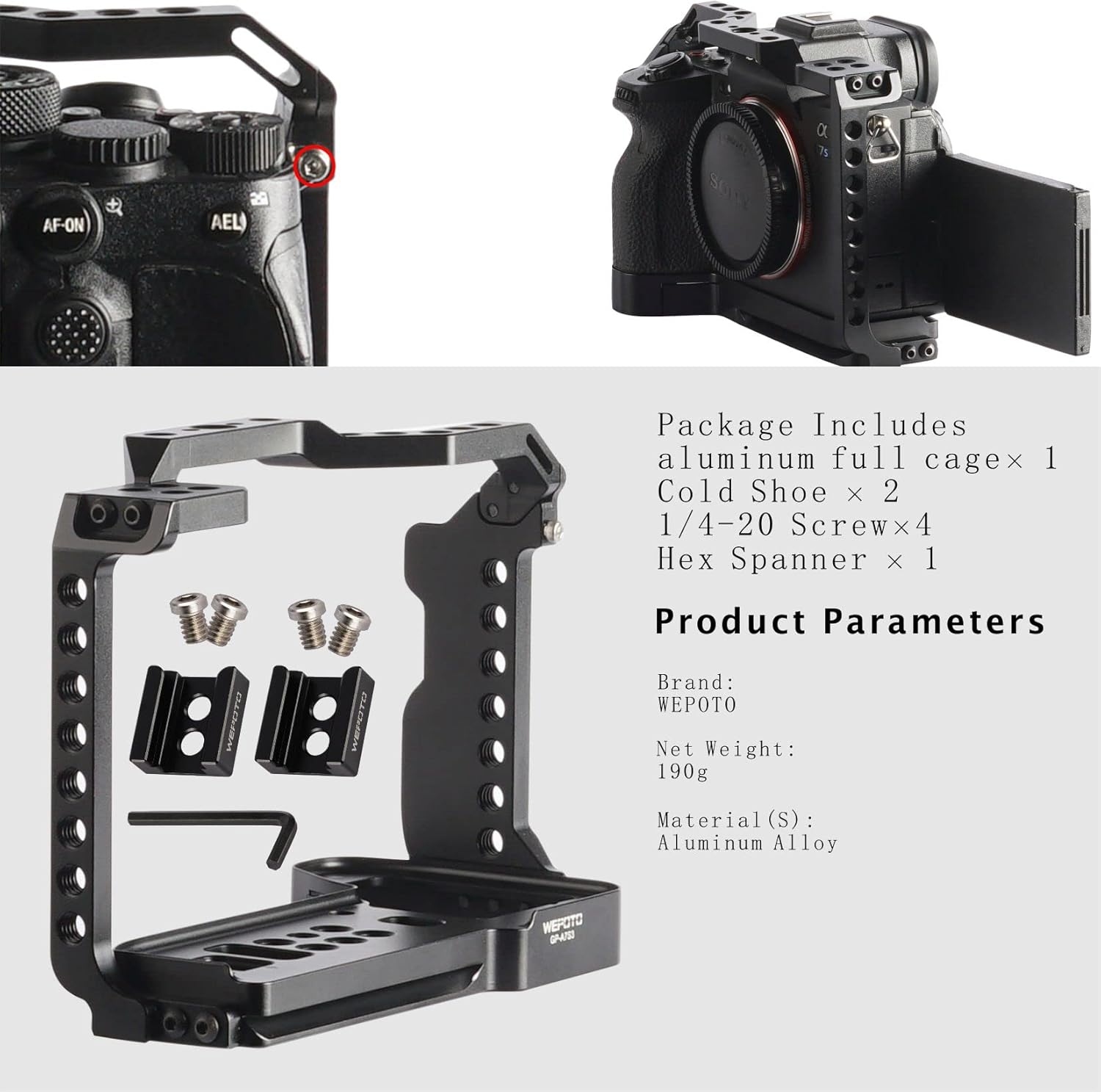 Sony Alpha 7S III / A7S III / A7S3 Camera Cage