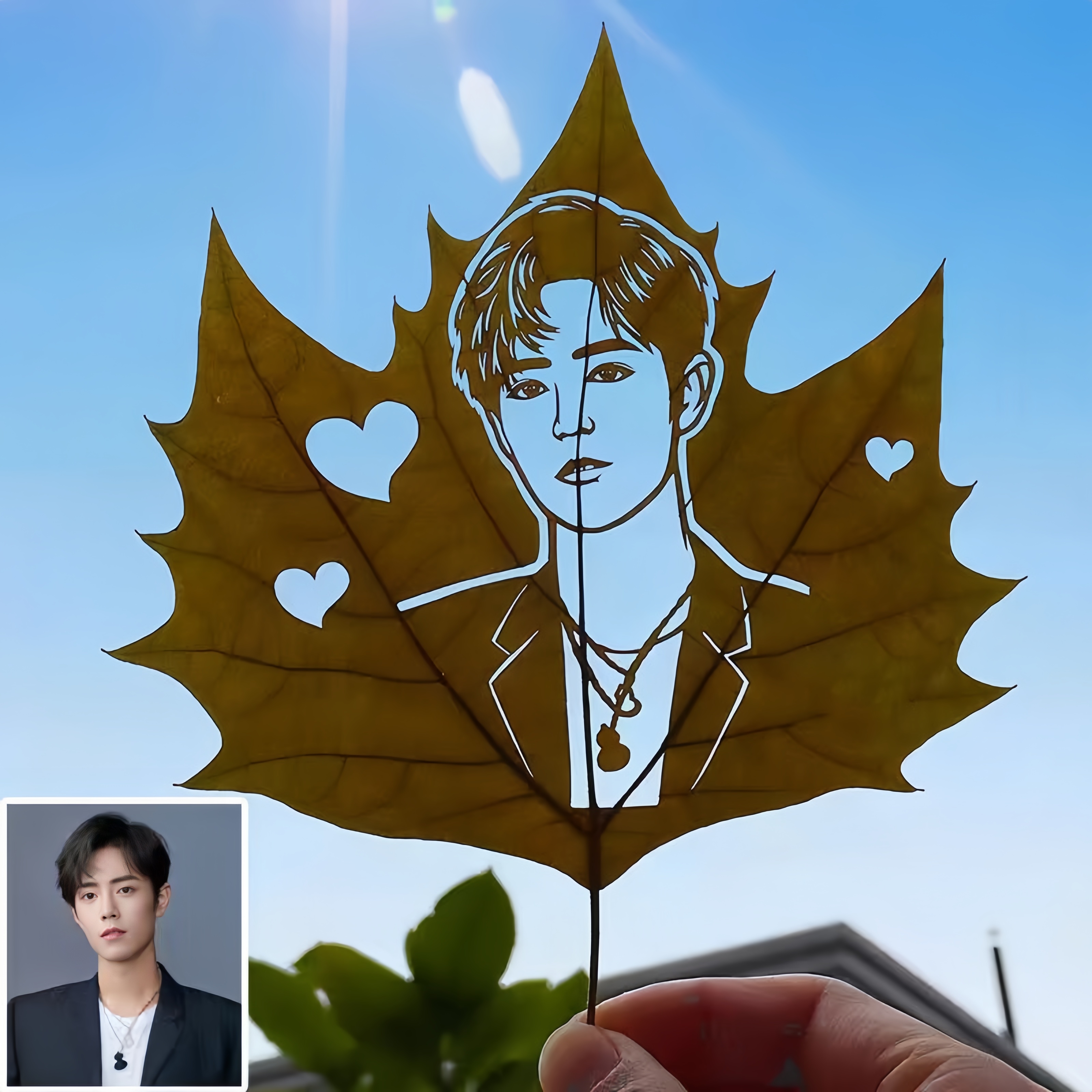 Custom Leaf Carving with Photo - Handmade DIY Real Leaf Art - Unique Birthday Gift for Her/Him
