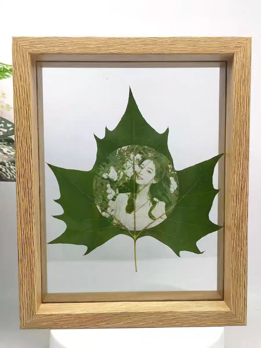 Custom Leaf Carving with Photo - Handmade DIY Real Leaf Art - Unique Birthday Gift for Her/Him
