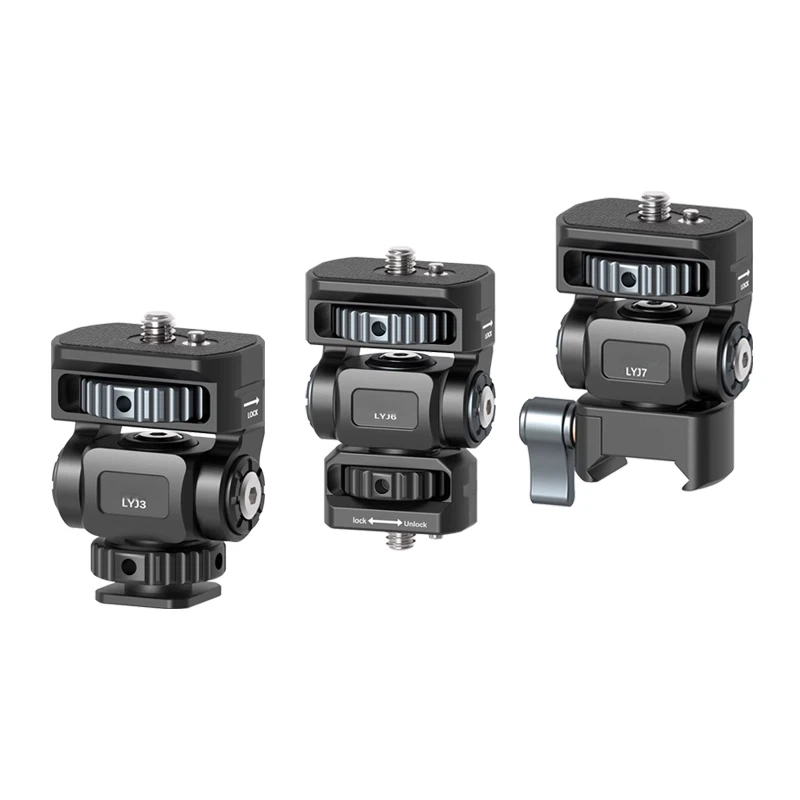 Metal aluminum alloy hot shoe SLR camera mobile phone clip monitor same screen connection accessories bracket cold shoe live shooting snail PTZ rotating rabbit cage Photography