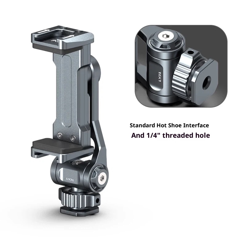 Hot shoe phone holder multi-function SLR camera external display monitor horizontal and vertical shooting live tripod bracket photography double cold shoe fixing clip vlog