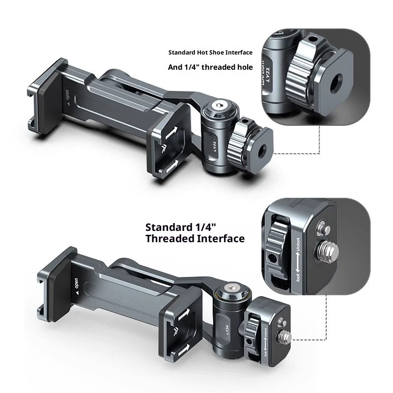 Hot shoe phone holder multi-function SLR camera external display monitor horizontal and vertical shooting live tripod bracket photography double cold shoe fixing clip vlog