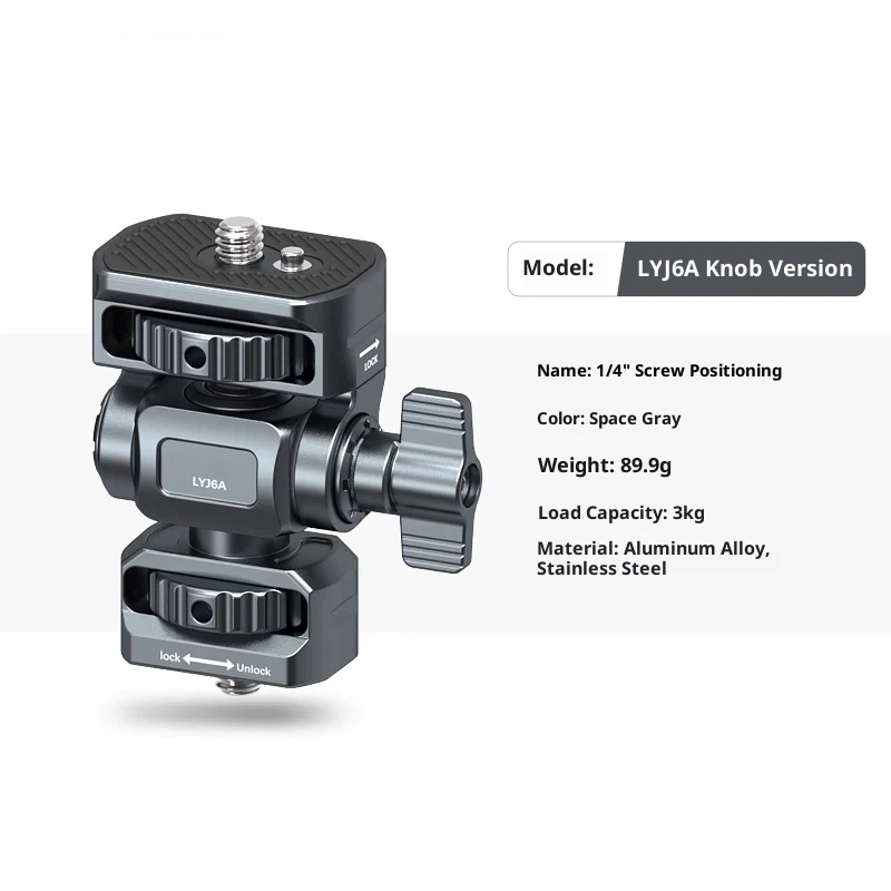 Metal aluminum alloy hot shoe SLR camera mobile phone clip monitor same screen connection accessories bracket cold shoe live shooting snail PTZ rotating rabbit cage Photography