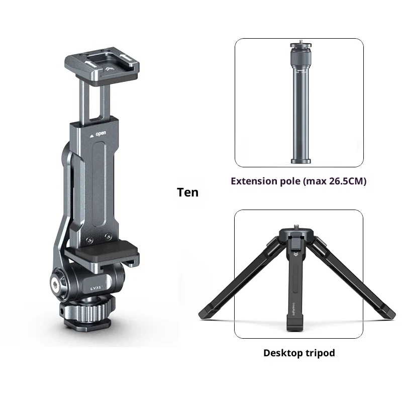 Hot shoe phone holder multi-function SLR camera external display monitor horizontal and vertical shooting live tripod bracket photography double cold shoe fixing clip vlog