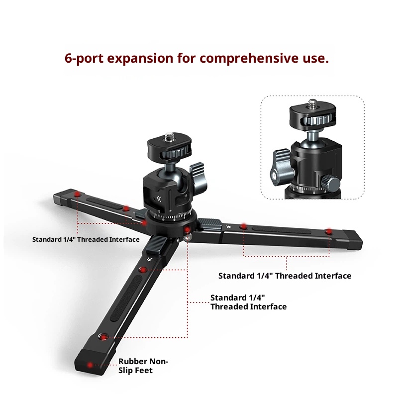 All-metal aluminum alloy tripod mobile phone camera SLR stand for live streaming stabilizer PTZ desktop handheld selfie stick fixed base portable