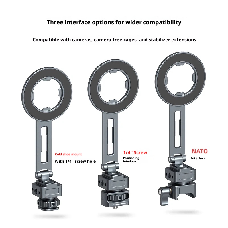 Magsafe cold shoe Magnetic folding phone holder horizontal and vertical shooting camera hot shoe Port universal compatible DJI Dajiang stabilizer NATO Pelican external accessories bracket