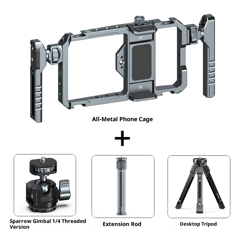 All-metal mobile phone universal rabbit cage vlog expansion frame bracket balance stable handheld photography handle accessories mobile phone Bluetooth camera aid