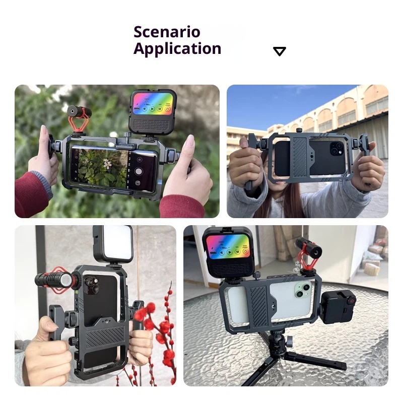 All-metal mobile phone universal rabbit cage vlog expansion frame bracket balance stable handheld photography handle accessories mobile phone Bluetooth camera aid