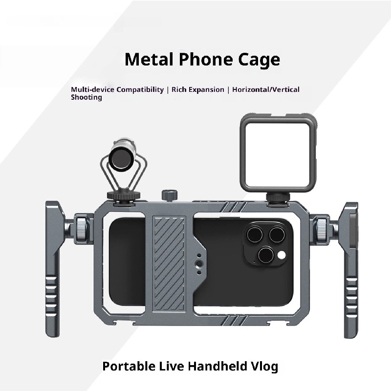 All-metal mobile phone universal rabbit cage vlog expansion frame bracket balance stable handheld photography handle accessories mobile phone Bluetooth camera aid
