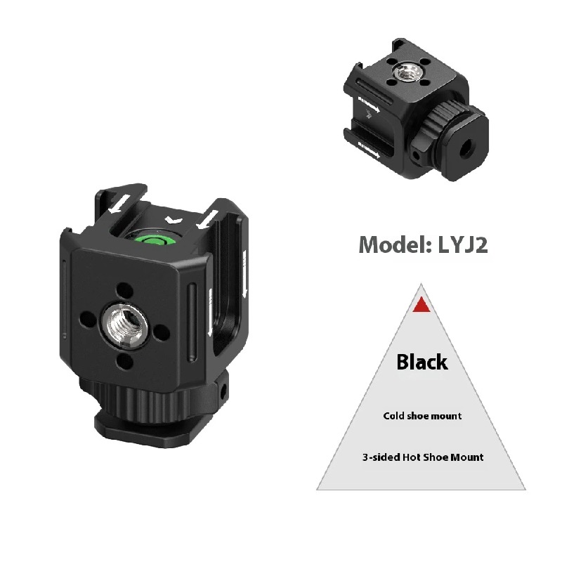 Three-head hot shoe stand interchangeable lens digital camera photography accessories metal expansion PTZ base external fill light microphone aluminum alloy cold shoe mini monitor stand