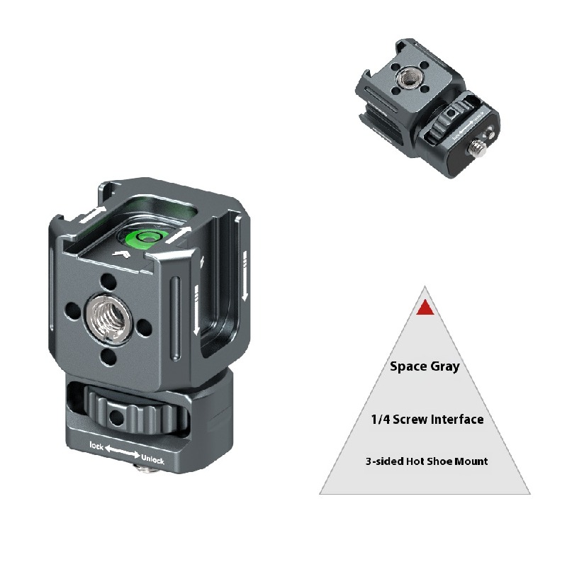 Three-head hot shoe stand interchangeable lens digital camera photography accessories metal expansion PTZ base external fill light microphone aluminum alloy cold shoe mini monitor stand