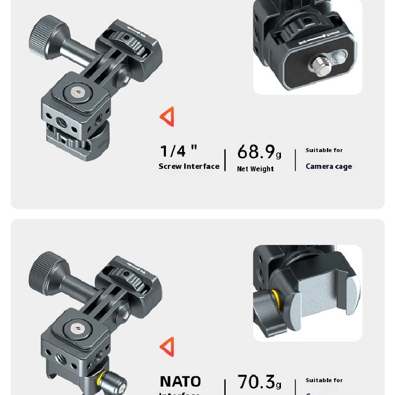 Gopro switch parts aluminum alloy DJI Dajiang Action Shadow Stone Insta360AcePro sports camera quick release base selfie stick