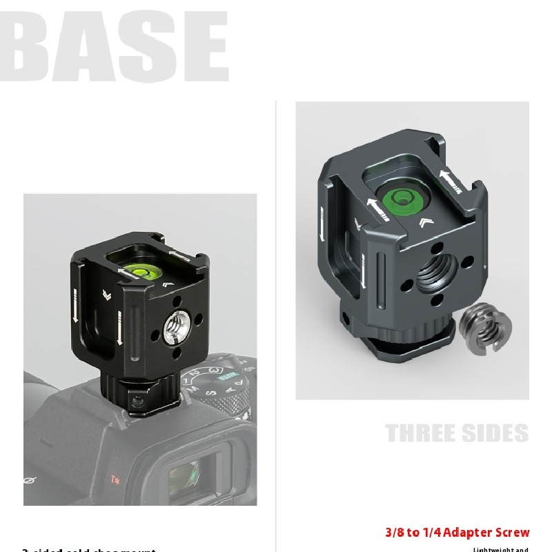 Three-head hot shoe stand interchangeable lens digital camera photography accessories metal expansion PTZ base external fill light microphone aluminum alloy cold shoe mini monitor stand