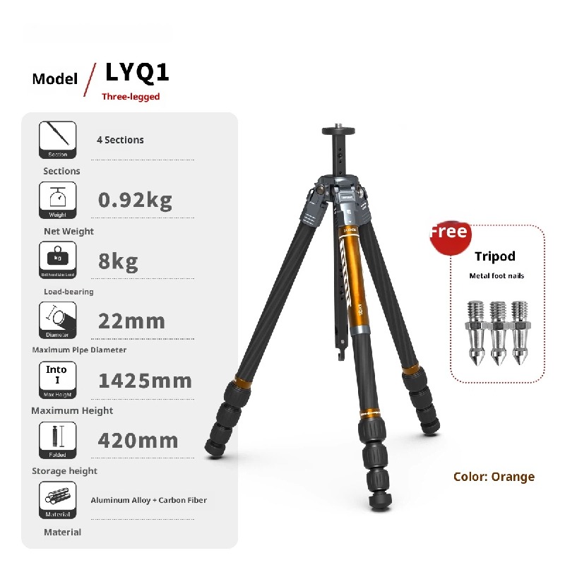 Battle series carbon fiber SLR camera photography camera tripod hydraulic ball head extended central axis compact portable stand