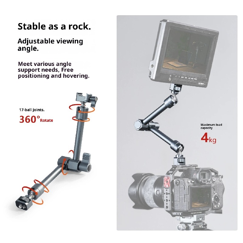 Aluminum Alloy large magic hand 17MM ball double-headed photography multifunctional monster arm external monitor camera mobile live streaming tripod rabbit cage extension bracket