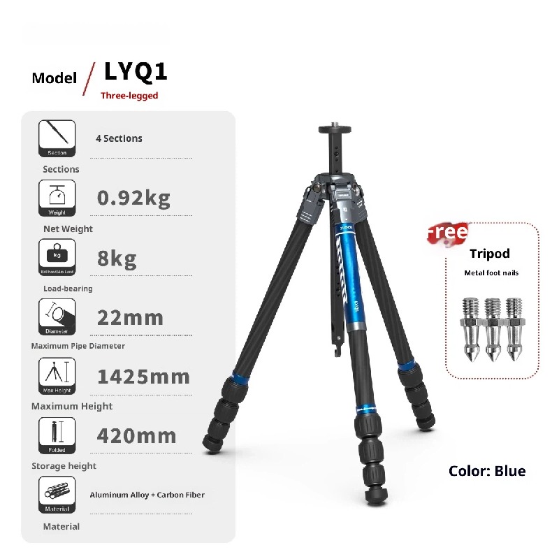 Battle series carbon fiber SLR camera photography camera tripod hydraulic ball head extended central axis compact portable stand