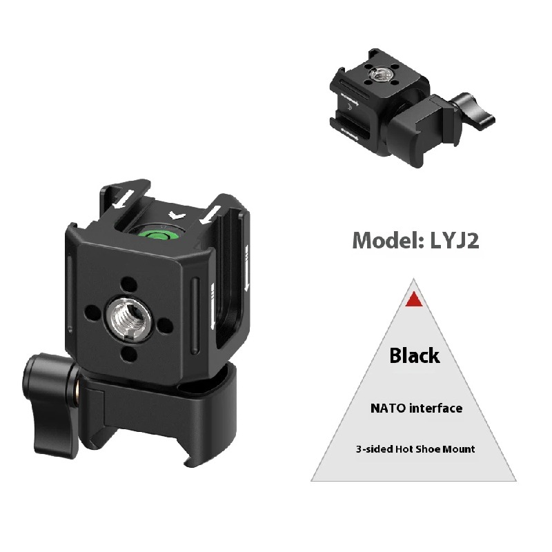 Three-head hot shoe stand interchangeable lens digital camera photography accessories metal expansion PTZ base external fill light microphone aluminum alloy cold shoe mini monitor stand