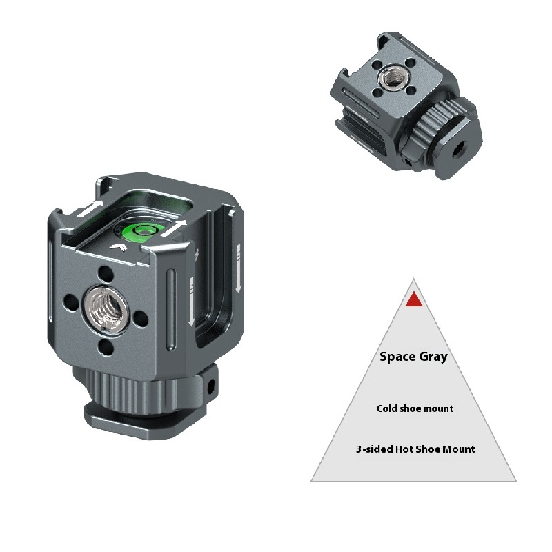 Three-head hot shoe stand interchangeable lens digital camera photography accessories metal expansion PTZ base external fill light microphone aluminum alloy cold shoe mini monitor stand