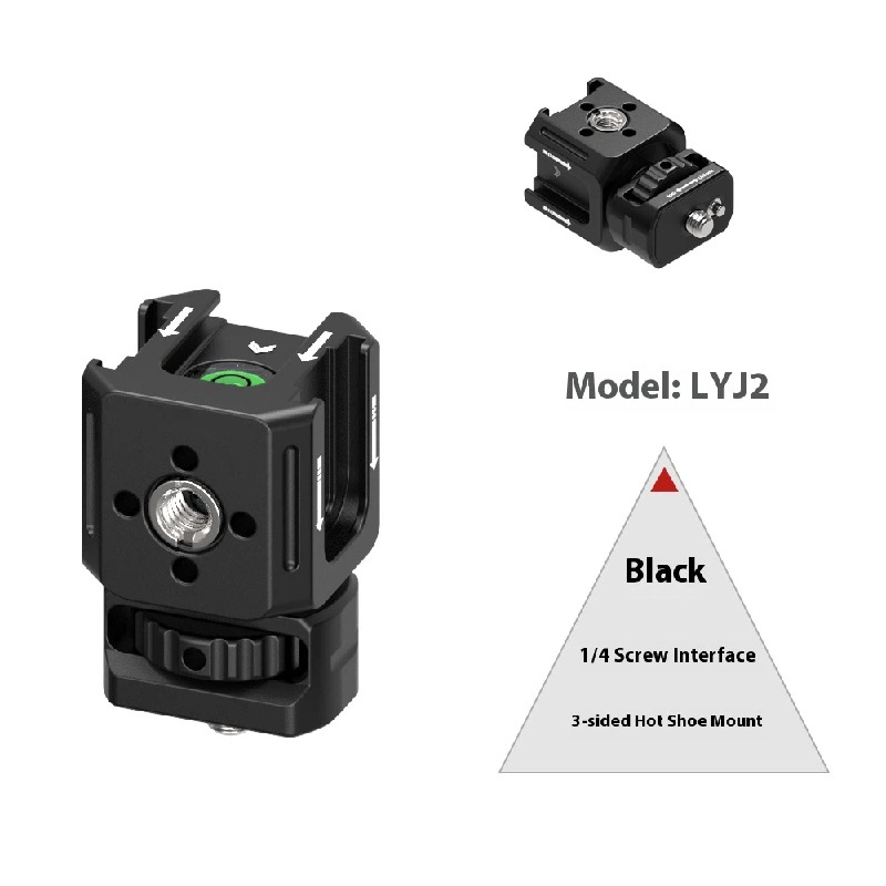 Three-head hot shoe stand interchangeable lens digital camera photography accessories metal expansion PTZ base external fill light microphone aluminum alloy cold shoe mini monitor stand