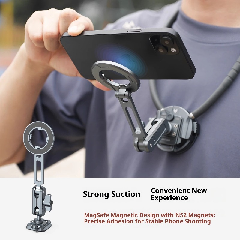 Magsafe magnetic suction phone holder quick shoe horizontal and vertical screen shooting standard aka clamp pedestal universal compatible neck hanging bracket first person vlog live streaming equipment