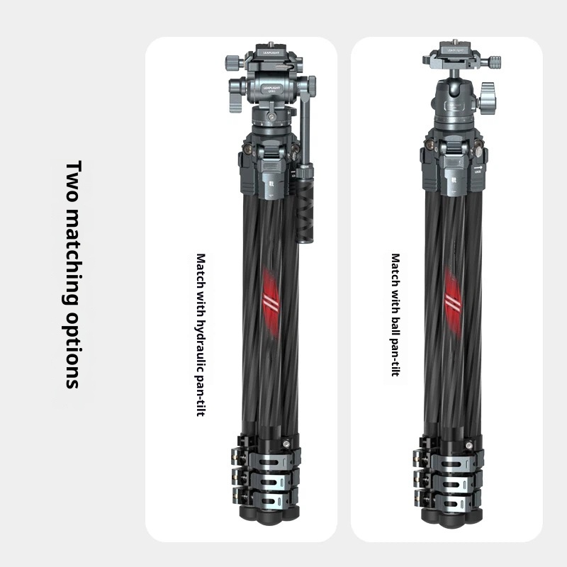 [Pull button] carbon fiber tripod interchangeable lens digital camera photography camera aluminum alloy spherical hydraulic PTZ extended center shaft light and portable bracket
