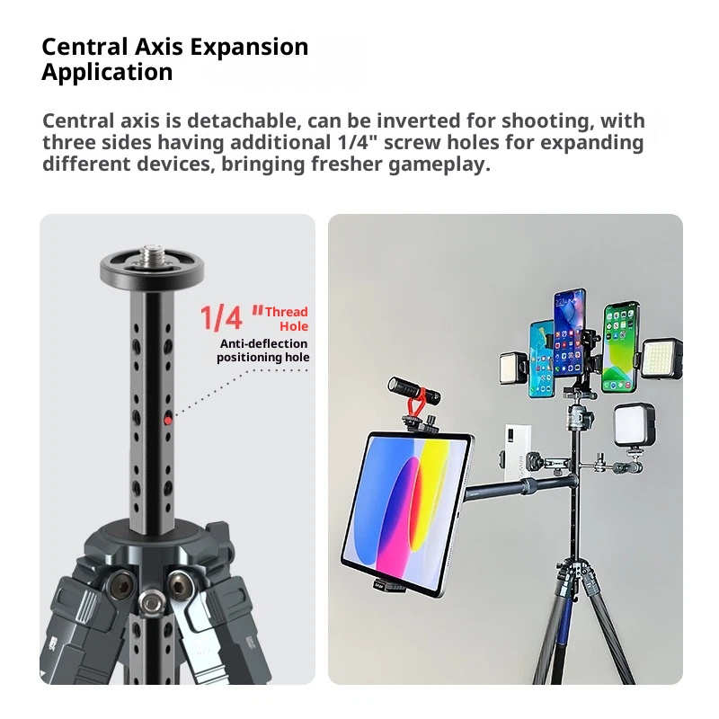 [Pull button] carbon fiber tripod interchangeable lens digital camera photography camera aluminum alloy spherical hydraulic PTZ extended center shaft light and portable bracket