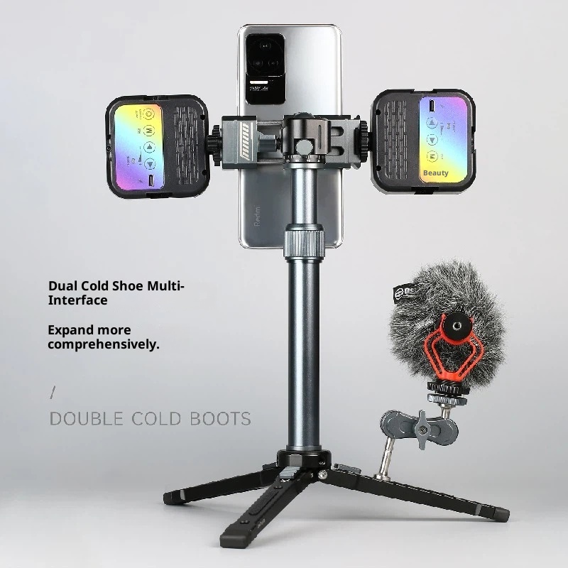 Metal phone holder tripod PTZ universal photography video live broadcast fixed bracket accessory vlog Douyin video selfie new multi-function aluminum alloy clip