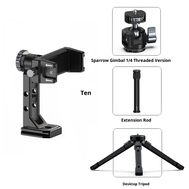 Metal rotating phone holder horizontal and vertical tripod universal clip live universal desktop bracket aluminum alloy PTZ aka clamp pedestal compatible with Dajiang stabilizer