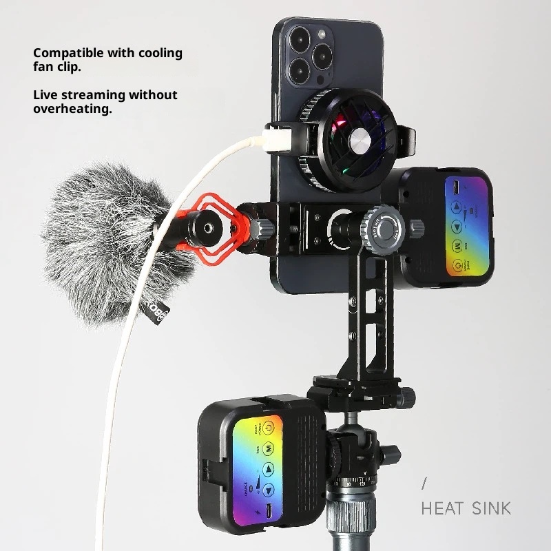 Metal rotating phone holder horizontal and vertical tripod universal clip live universal desktop bracket aluminum alloy PTZ aka clamp pedestal compatible with Dajiang stabilizer