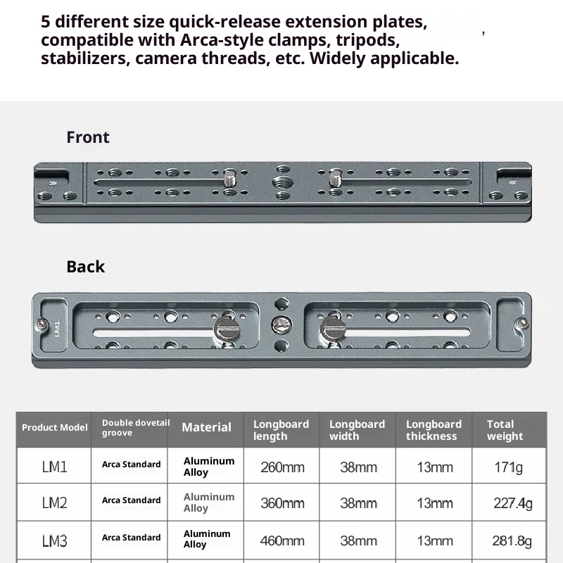 Lai standard aka camera quick shoe lengthened plate tripod PTZ telephoto lens extension plate SLR base quick release plate accessories mobile phone multi-position bracket Universal