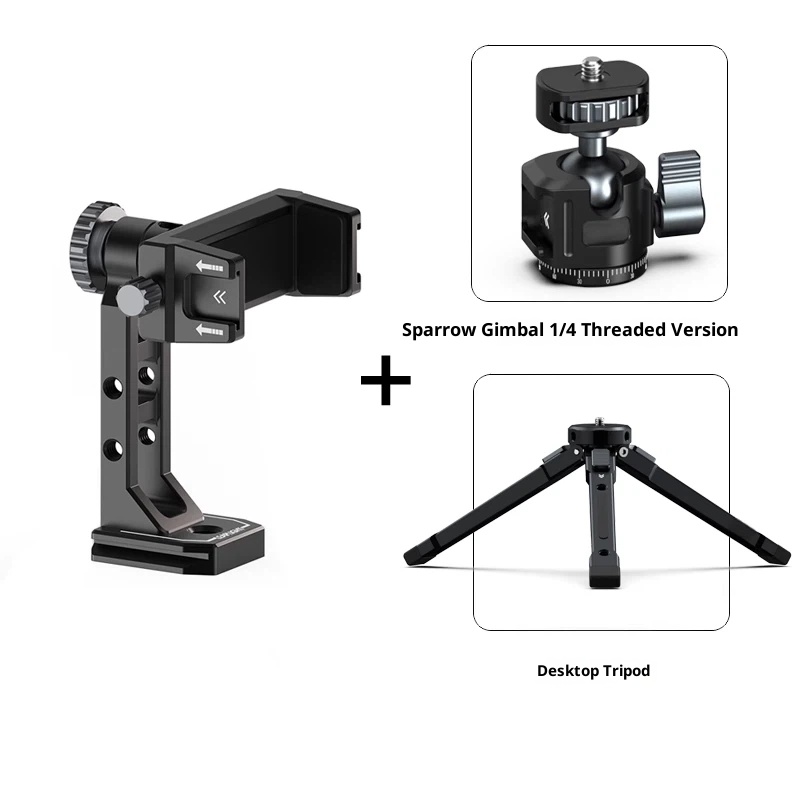Metal rotating phone holder horizontal and vertical tripod universal clip live universal desktop bracket aluminum alloy PTZ aka clamp pedestal compatible with Dajiang stabilizer
