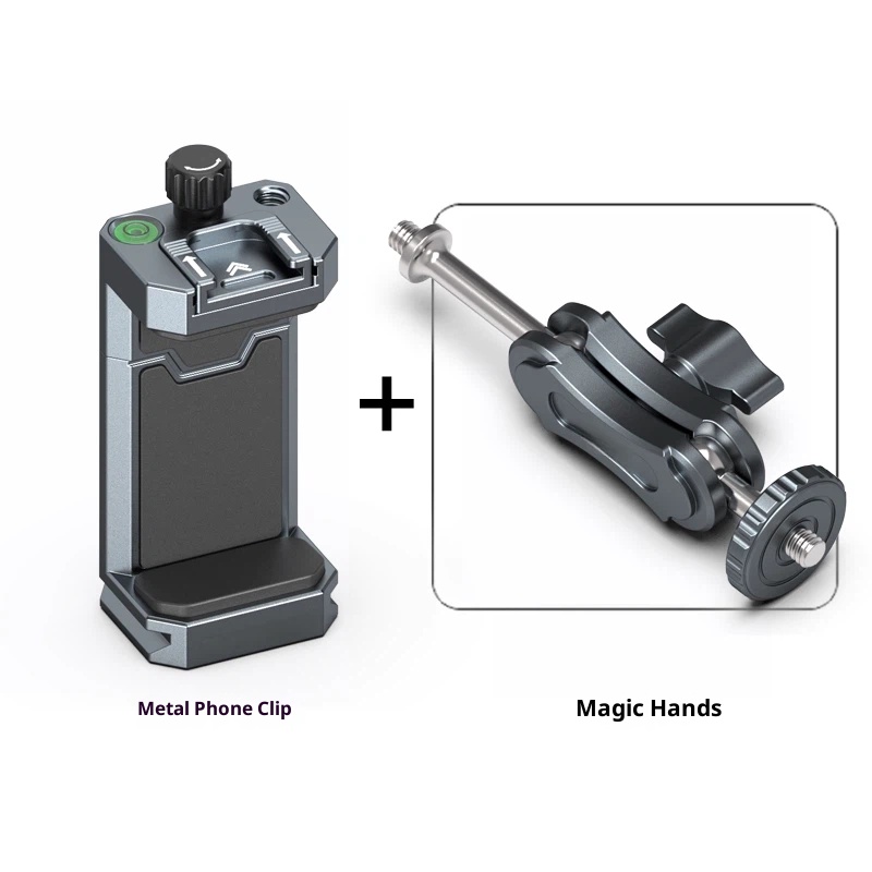 Metal rotating phone holder horizontal and vertical tripod universal clip live universal desktop bracket aluminum alloy PTZ aka clamp pedestal compatible with Dajiang stabilizer