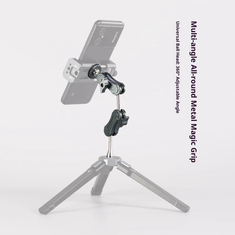 Lai metal aluminum alloy Universal magic arm vise grips extension bracket tripod stand for live streaming fill light microphone hand Desktop 360-degree rotating pea monitor