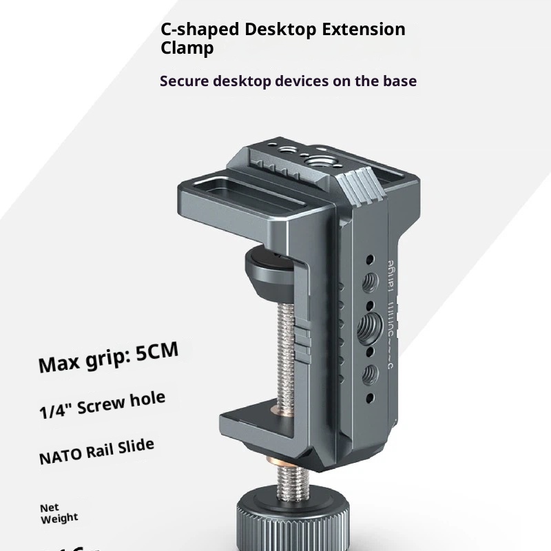 Aluminum Alloy C- type clamp desktop fixed U-shaped fixture round steel pipe crab pincer clip camera outdoor photography guardrail flat clip bracket expansion accessories