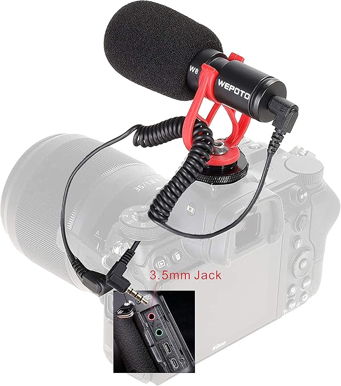 Universal Video Microphone,Compatible with iPhone Android 3.5mm Interface Smartphones, 3.5mm Interface Canon EOS/Nikon DSLR/Sony/Cameras
