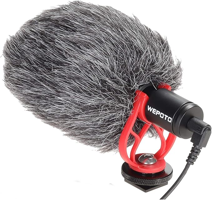 Universal Video Microphone,Compatible with iPhone Android 3.5mm Interface Smartphones, 3.5mm Interface Canon EOS/Nikon DSLR/Sony/Cameras